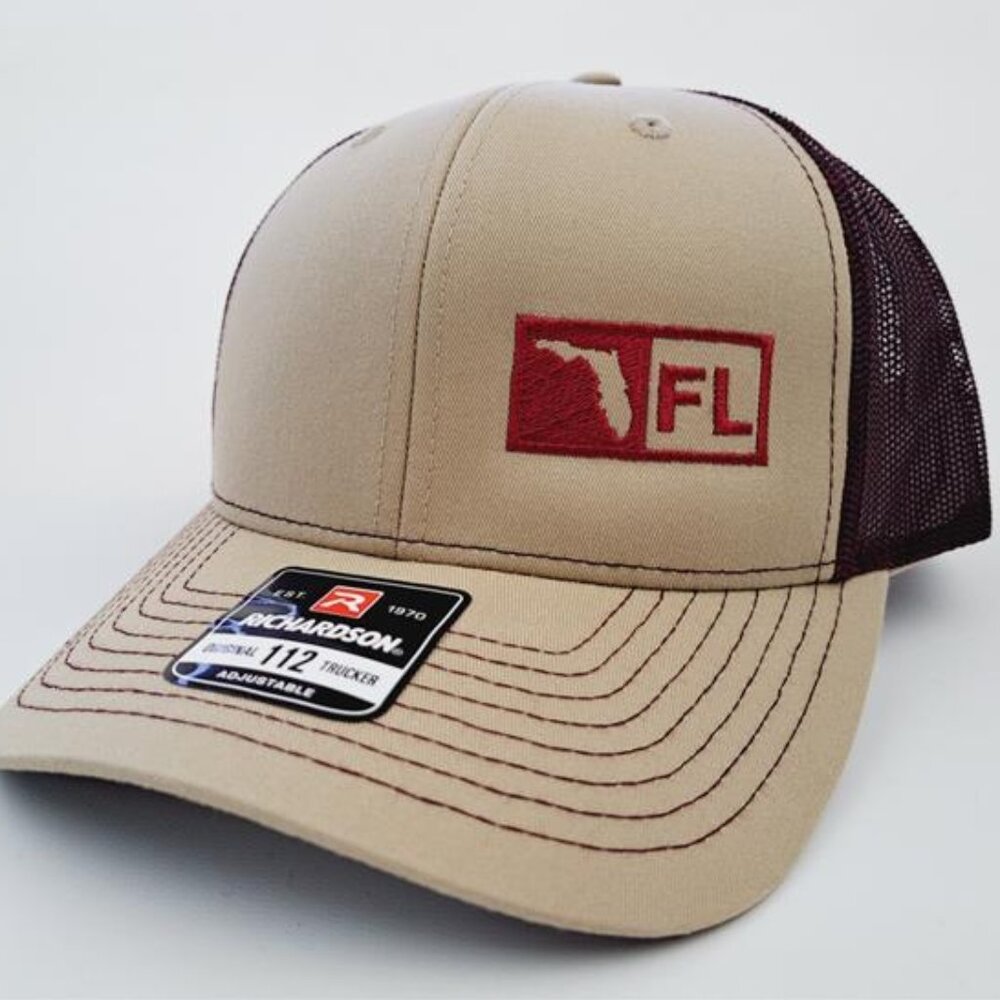 Retro Florida State Richardson 112 Trucker Embroidered Cap Hat Snapback Mesh 90s